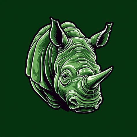 Premium AI Image | Green Rhino Logo In Harsh Realism Style