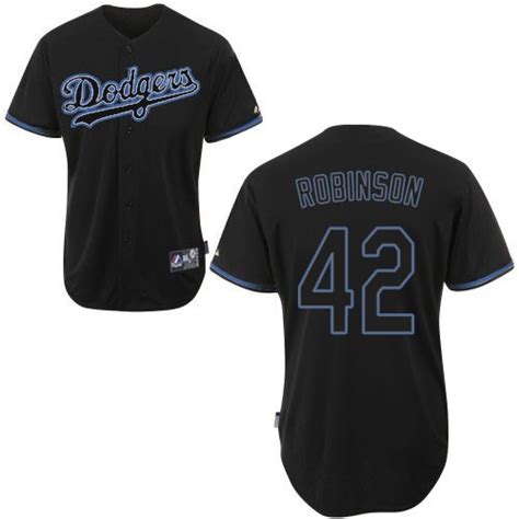 Men's Majestic Los Angeles Dodgers #42 Jackie Robinson Replica Black ...