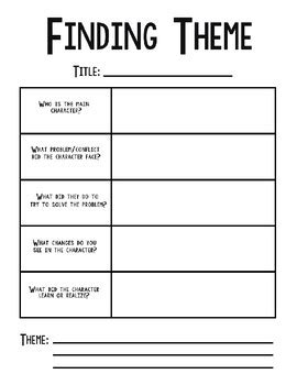 Finding Theme Graphic Organizer by Bailey Rosenbaum | TPT