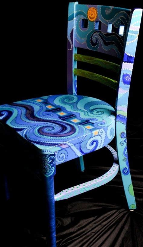 Blue Swirl chair | Painted chairs, Hand painted chairs, Painted furniture