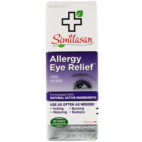 Similasan, Allergy Eye Relief, Sterile Eye Drops, 0.33 fl oz (10 ml ...