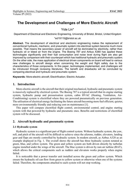 (PDF) The Development and Challenges of More Electric Aircraft