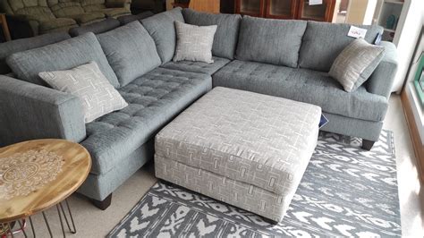 New! Ocean Blue Sectional & Ottoman Set | Roth & Brader Furniture