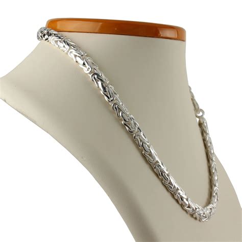 Men's Heavy Silver Byzantine Chain Necklace - 9mm Wide - 18 - 28 Inches