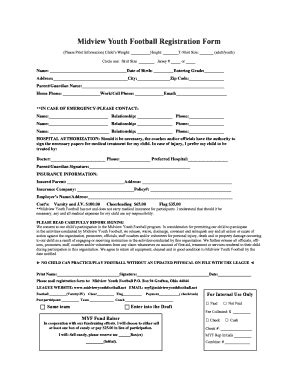 Youth Football Registration Form Template: Complete with ease ...