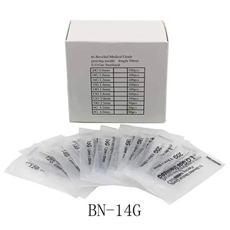 14 Gauge Piercing Needles Sterile Disposable Body Piercing Needles 14G ...