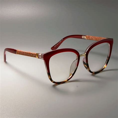 45074 Optical Lady Square Glasses Frames Women Shiny Red Color ...