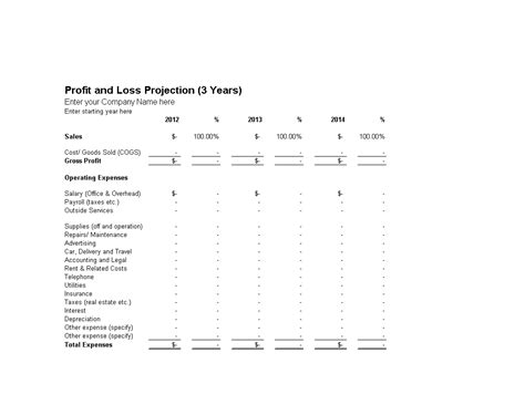 3 Year Income Projection Template