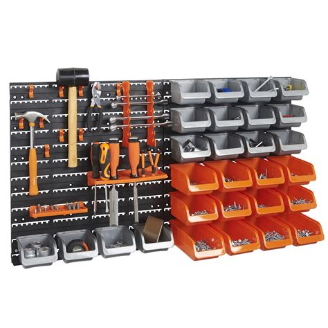 VonHaus 44 Piece Pegboard Wall Mounted Panel Set Garage Tool Storage ...