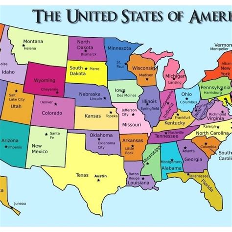 Printable Map Of United States With Capitals