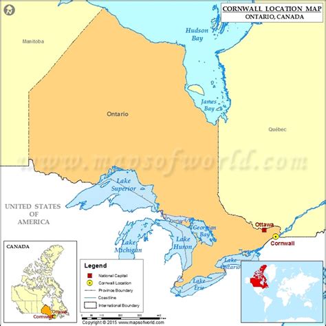 Where is Cornwall Located in Canada Map