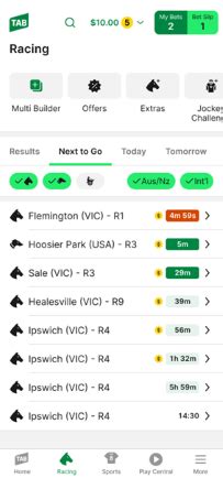 Betting on racing on the TAB app (New App)