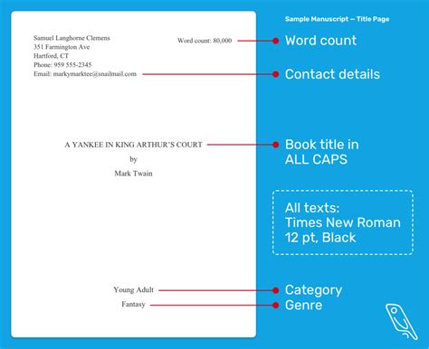 Novel Manuscript Format Template For Microsoft Word - Free Word Template