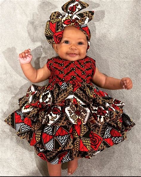 Red African Print Dress For Baby Girl by afrikanclothings - Baby cloth ...