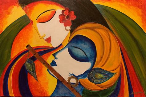 The Divine Romance Radha Krishna Painting Canvas Or Paper ...