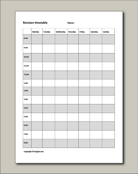 Revision timetable, template, online, free, GCSE, blank, printable ...