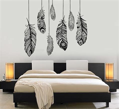 Wall Vinyl Decal Feather Romantic Bedroom Dreamcatcher Decor (z3684 ...