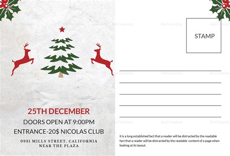 Printable Christmas Postcard Template in Adobe Photoshop