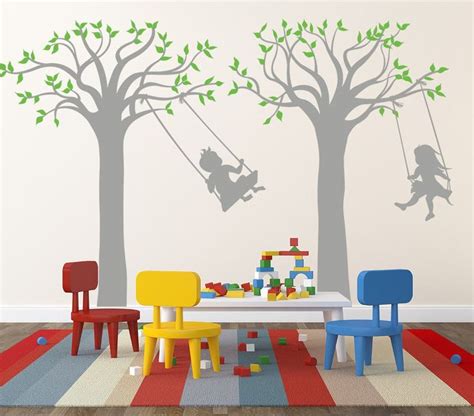 Children Play Swing Wall Decal | Kids wall decals, Kids wall decor, Boy ...