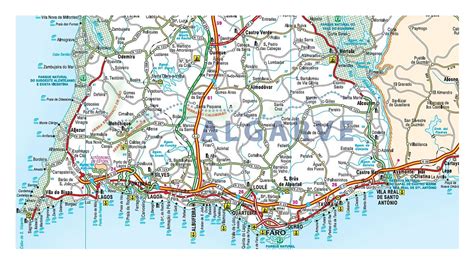 Road map of Algarve with cities and airports | Algarve | Portugal ...