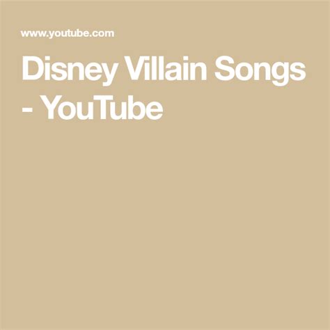 Disney Villain Songs - YouTube | Disney villains, Songs, Villain