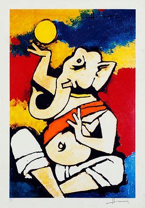 M F HUSAIN | Mf hussain paintings, Ganesha painting, Lord ganesha paintings