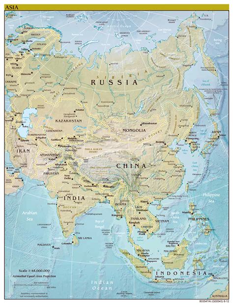 Large Detailed Political Map Of Asia With Capitals And Major Cities ...