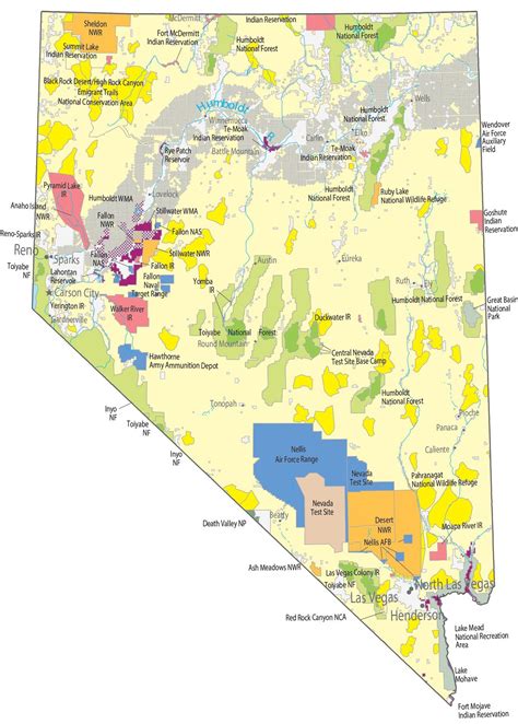 Nevada State Map - Places and Landmarks - GIS Geography