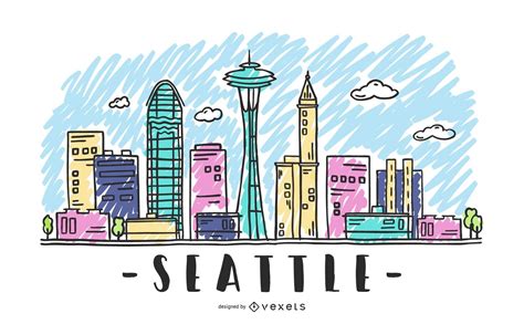 Sketch Of Seattle's Skyline Vector Download