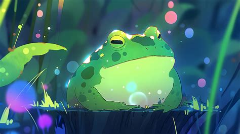 Green Fat Frog Desktop Wallpaper - Cute Frog Wallpaper Desktop