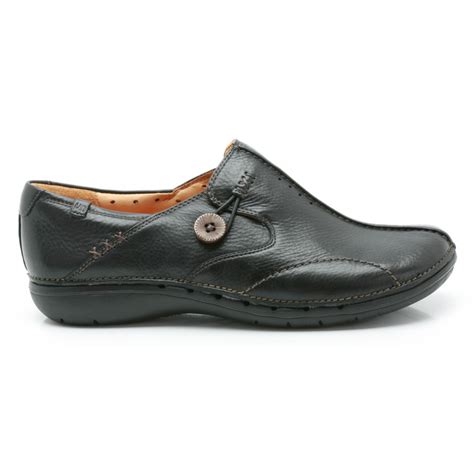 Clarks Womens Un Loop Black Leather Casual Shoes