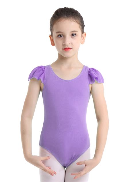 iEFiEL - iEFiEL Girls Ruffle Short Sleeves Ballet Basics Gymnastics ...