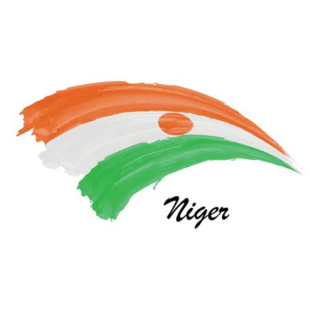 Watercolor painting flag of Niger. Brush stroke illustration 11306160 ...