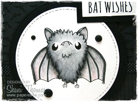 Bat Halloween card with Useless Trinkets digital freebie | Paperesse