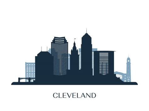 Silhouette Of Cleveland Skyline Outline Illustrations, Royalty-Free ...