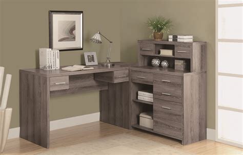 7318 Dark Taupe L Shaped Home Office Desk from Monarch (I 7318 ...