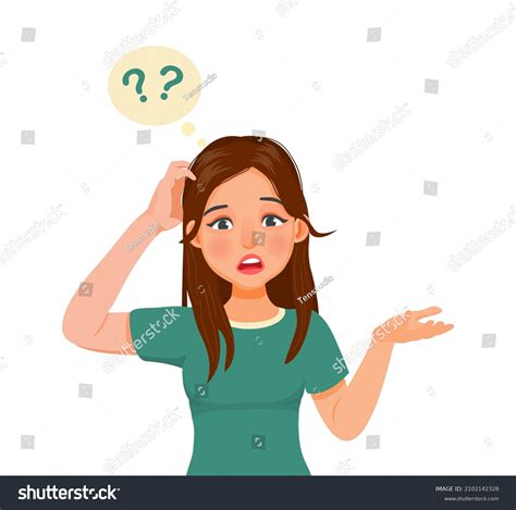 Confused Young Woman Scratching Her Head Stock Vector (Royalty Free ...