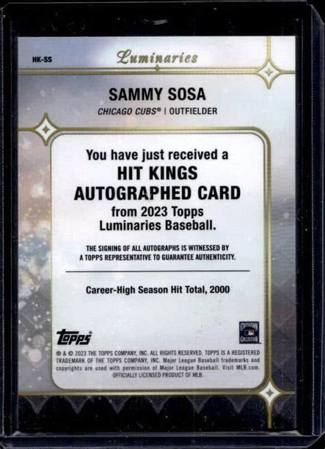 2023 Topps Luminaries Sammy Sosa #HK-SS Autograph /5