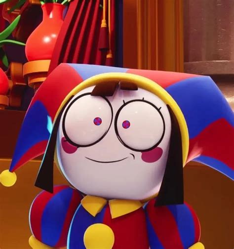 a cartoon character with glasses and a clown hat