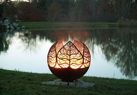 Autumn Sunset | Leaf Fire Pit Sphere | The Fire Pit Gallery