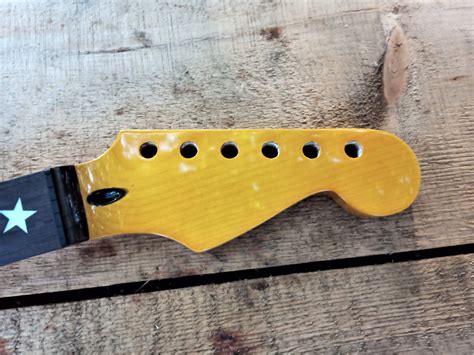 Custom star inlay ST Guitar neck replacement Steel frets | Etsy