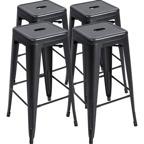 Furmax 30 Inches Metal Bar Stools High Backless Stools Indoor-Outdoor ...