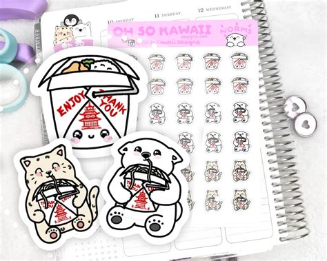 Kawaii Food Stickers for Planner Cute Planner Stickers - Etsy