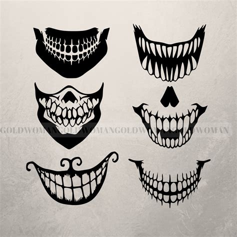 Halloween Scary Teeth Face Mask Svg Bundle Skull Teeth - Etsy