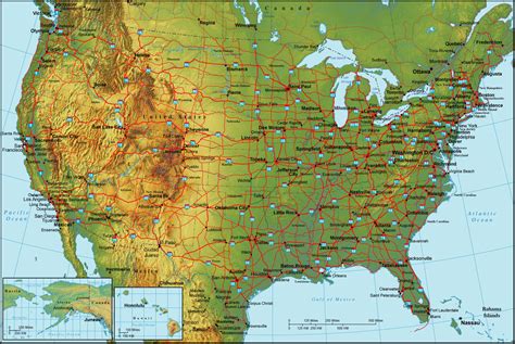 Detailed topographical map of the USA. The USA detailed topographical ...