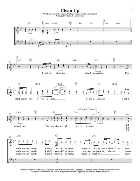 Clean Up Sheet Music | Harvey Watkins Jr. | Piano & Vocal