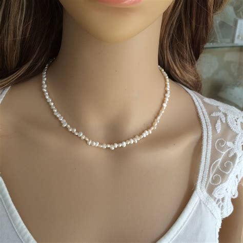 Tiny Freshwater Pearl Choker Necklace Simple Pearl Bridal Necklace ...