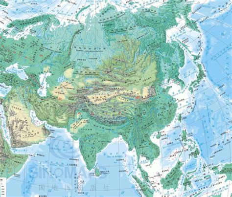 Physical map of asia labeled