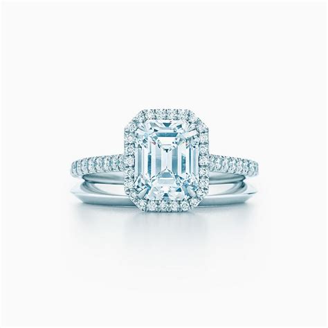 Tiffany Soleste® emerald-cut halo engagement ring with a diamond ...