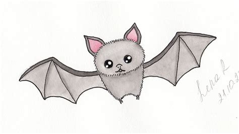 How to Draw a Cute Cartoon Bat Easy Step by Step - Halloween Drawings ...